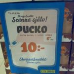 Scanna själv - pucko - skylt i butik